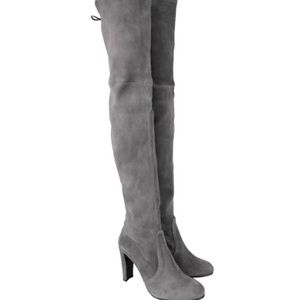 Stuart Weitzman Highland Suede Grey Over the Knee Boots